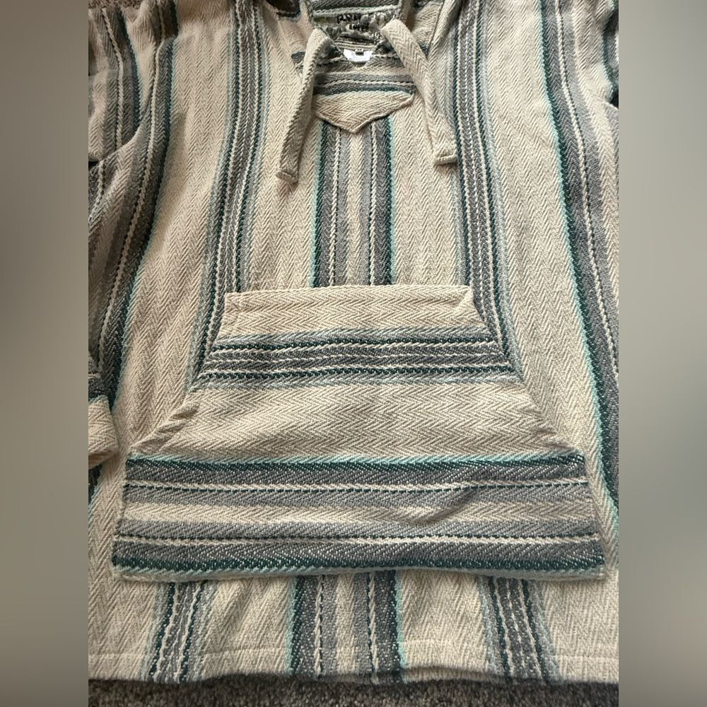 Ron Jon Senor Lopez Stripe Long Sleeve Baja Mexican Hoodie Poncho Size M - Picture 2 of 11